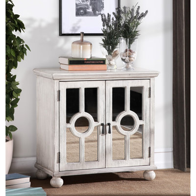 Classic Accent Chest In Antique White With Mirrored Door Design And Functionality Mirror Doors Storage For Living Room Decor