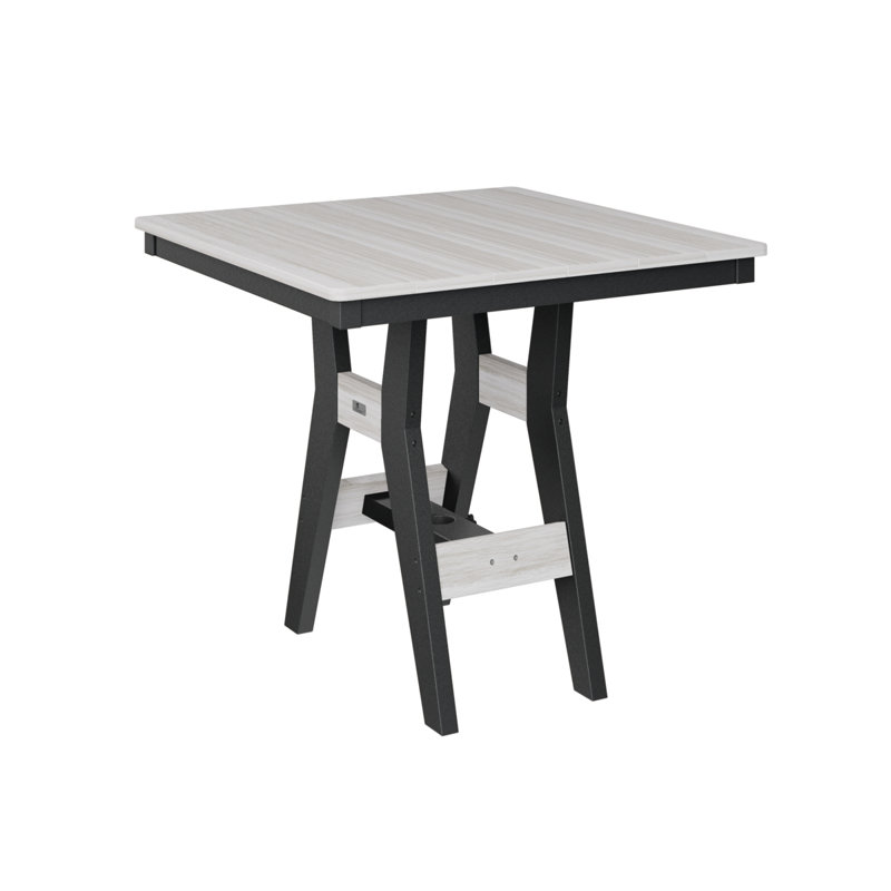 Harbor Outdoor Square Dining Table, 30.37" H x 33" W x 33" D, Black, Seashell