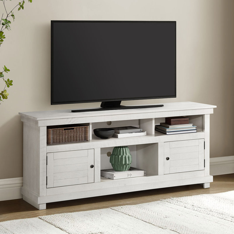 Meuble télé Castleton, H 27,06 po x L 60,06 po x l 16,31 po, Blanc antique