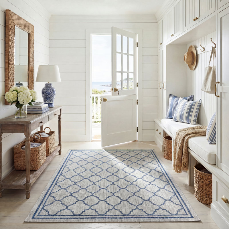 Tapis d'intérieur / extérieur à motif géométrique Alminus Performance, Rectangle 5 pi 3 po x 7 pi 7 po