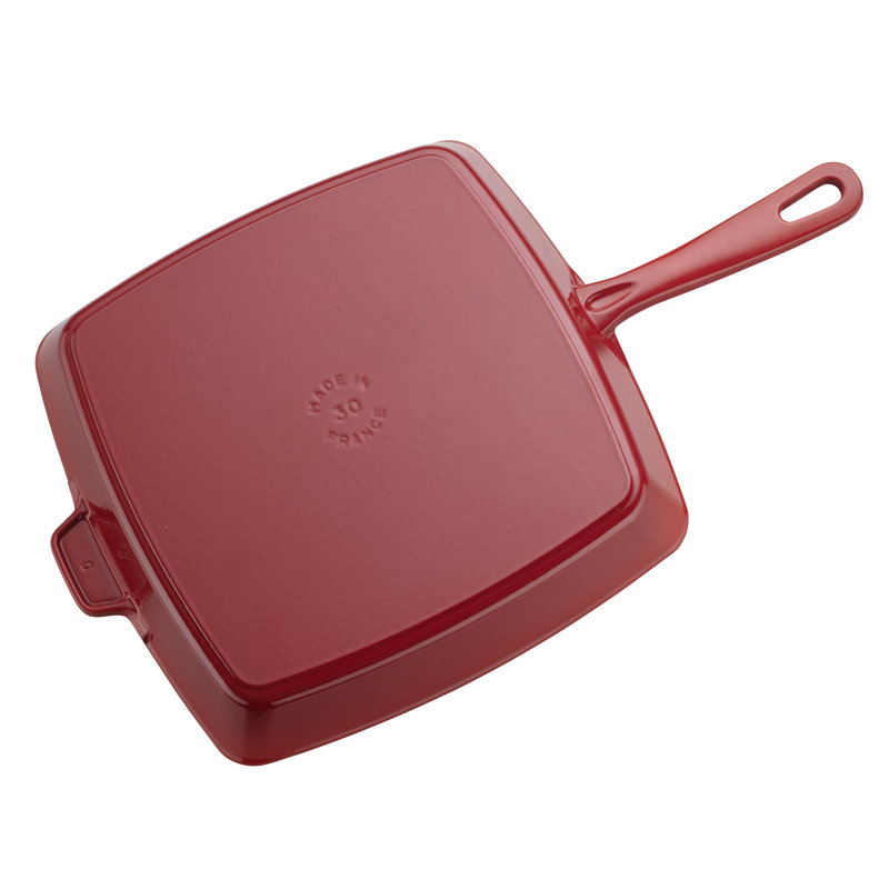 Staub Cast Iron Square Grill Pan, Cherry