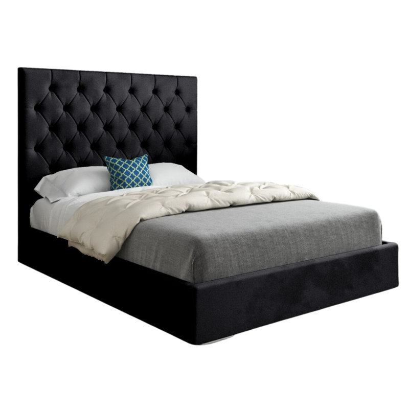 Alegra Upholstered Bed, Black, Small Single (2'6)