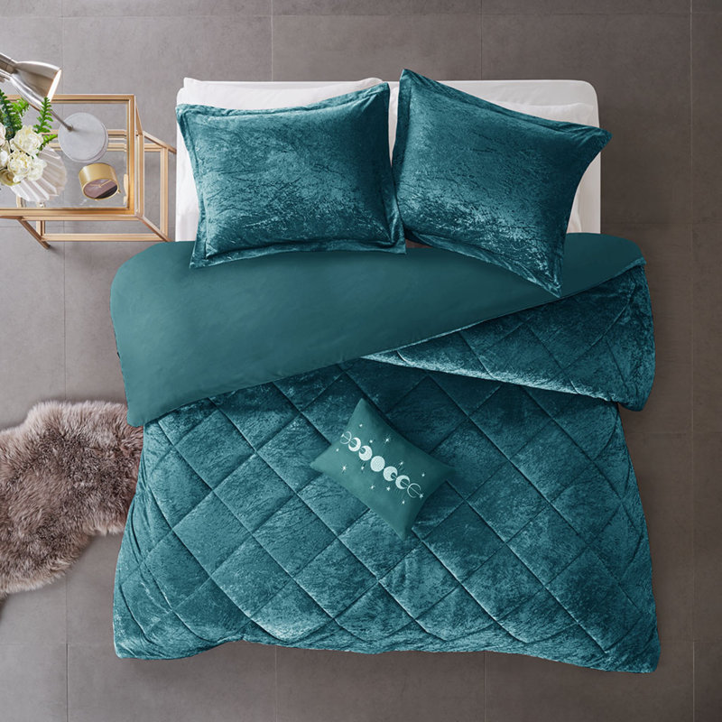 Ensembles de literie en velours luxueux, polyester bleu sarcelle, confort de chambre glamour