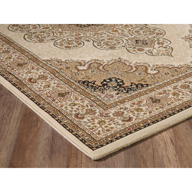 Tapis oriental crème / brun intérieur / extérieur Turkuaz, Rectangle 7 pi 10 po x 10 pi 10 po