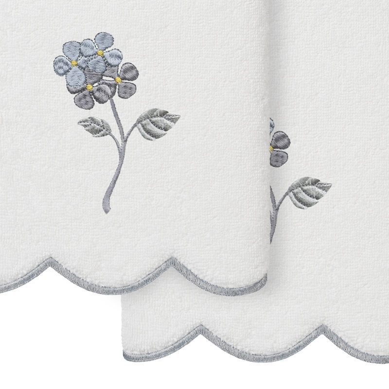  Ensemble de serviettes essuie-mains 100% coton turc 2 pièces HYDEA, Ensemble de 2 essuie-mains, Blanc / Gris