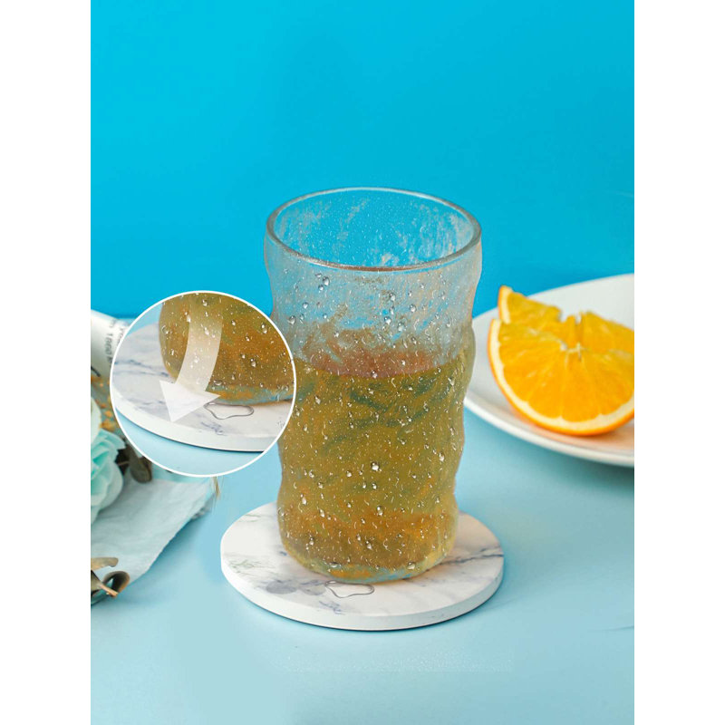 Stoneware Round 6 Piece Coaster Set With Holder