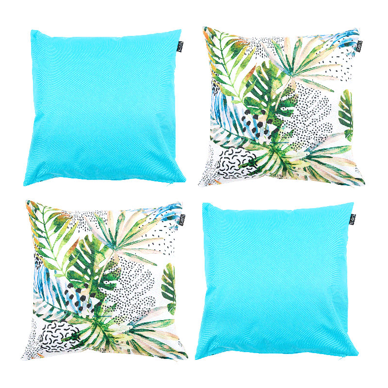 Bean Bag Bazaar Botanical Indoor-Outdoor Cushions, Multicoloured, Blue Botanical