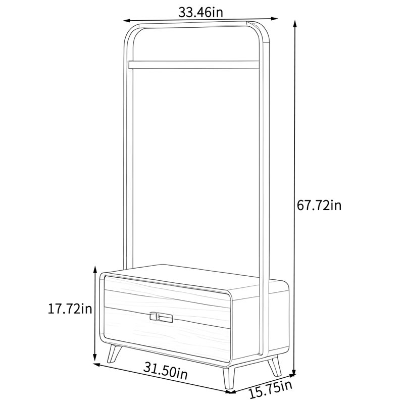 Versatile Wood Wardrobe with Dual Storage Drawers