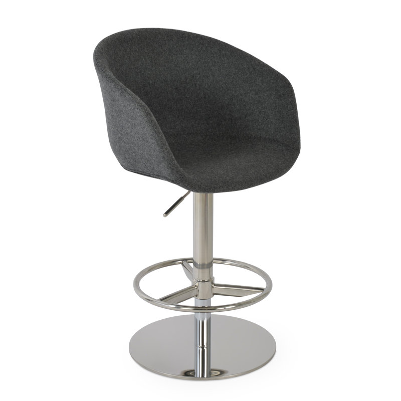 Tabouret de bar pivotant à hauteur ajustable Tribeca, Poli, Gris foncé