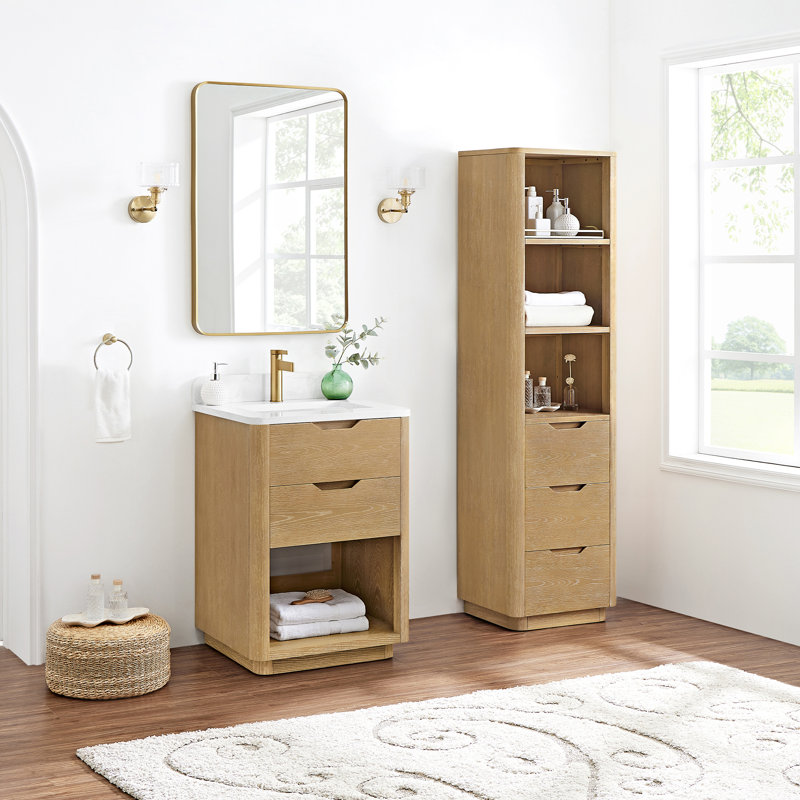 Ensemble de meuble-lavabo simple en marbre Kaiser, Gris cendré délavé