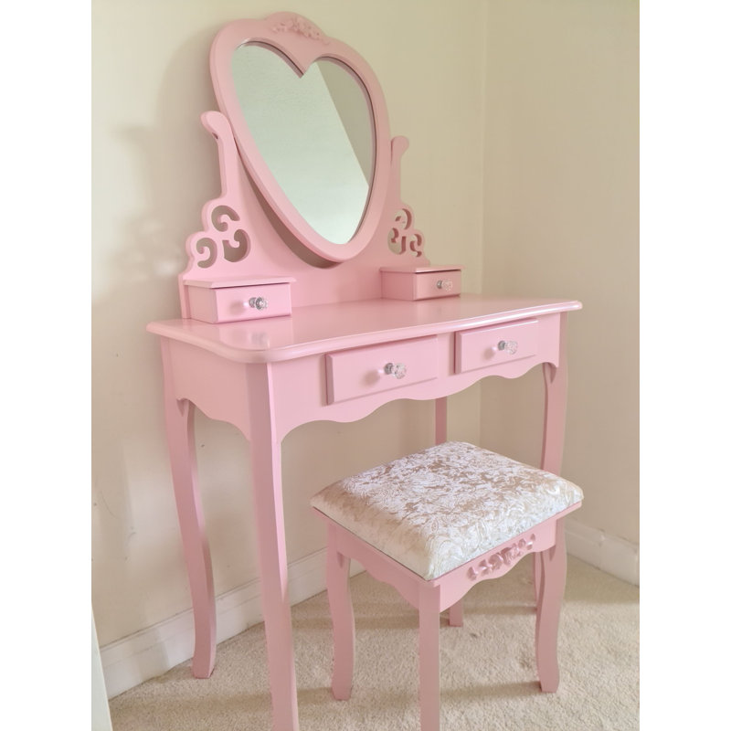 Brenda Dressing Table with Mirror, Pink