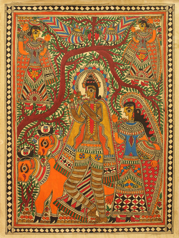 Krishna avec ses bovins - impression sur papier