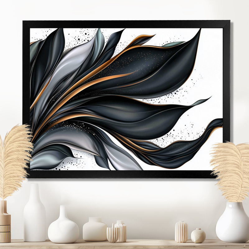 Murmures de printemps de Black Botanicals II - Abstract Botanicals Wall Art Living Room, H 12 po x l 20 po, Noir
