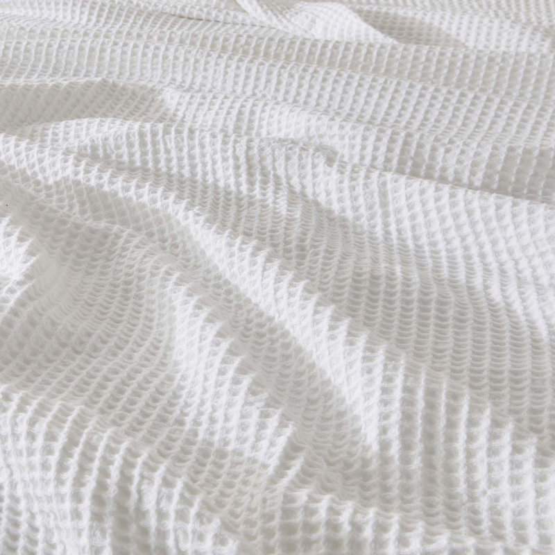 Couverture 100% coton gaufré Minali, Double/grand, Blanc