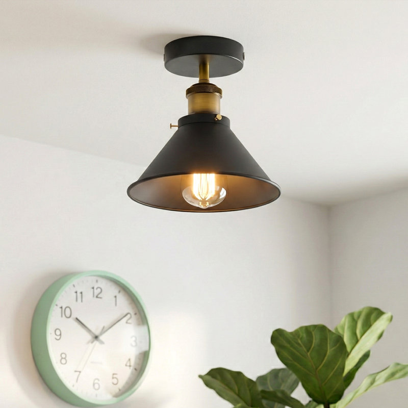Regina Semi Flush Mount, Black/Gold