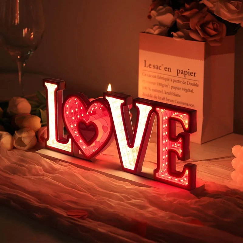 Veilleuse à miroir pour la Saint-Valentin avec miroir Infinity