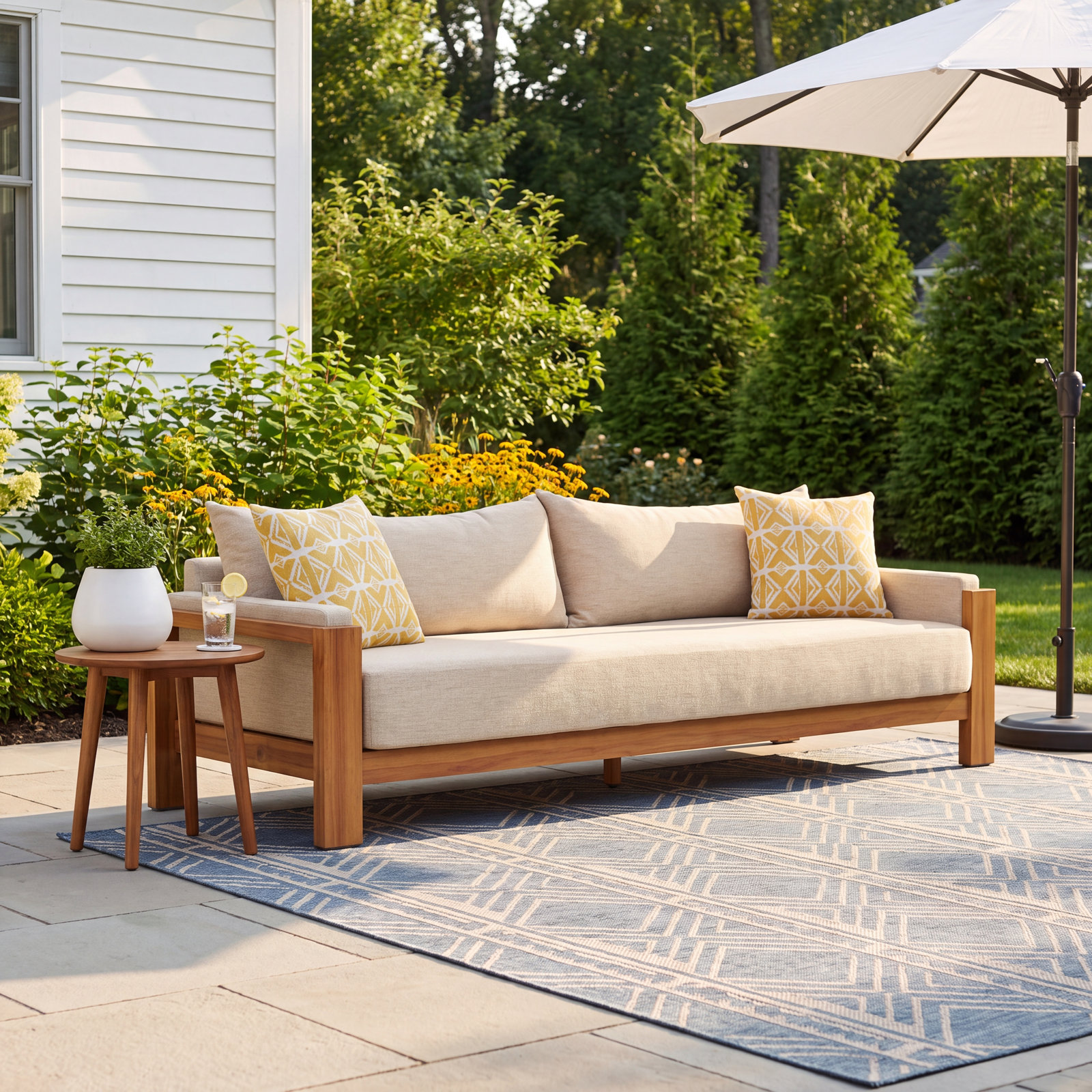 Nathanson 106" Teak Patio Sofa