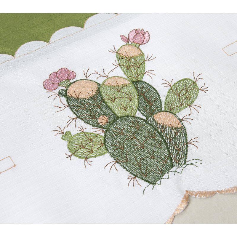 Ensemble de rideau de cuisine brodé Cactus