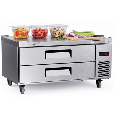 48 po 9,0 pieds cubes Réfrigérateur sous plan de travail commercial en acier inoxydable avec 2 tiroirs et 10 casseroles