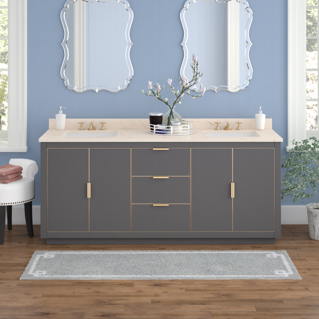 Salise 73'' Double Bathroom Vanity with Quartz Top Corrigan Studio® Top