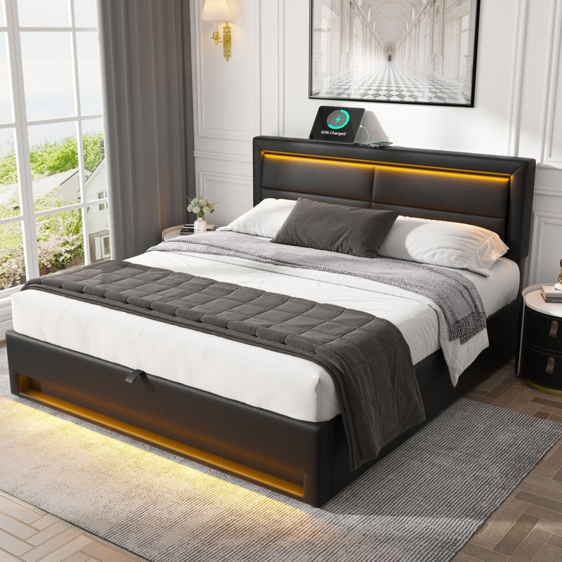 Crisstomo Upholstered Ottoman Storage Bed, 135x 190cm, Black