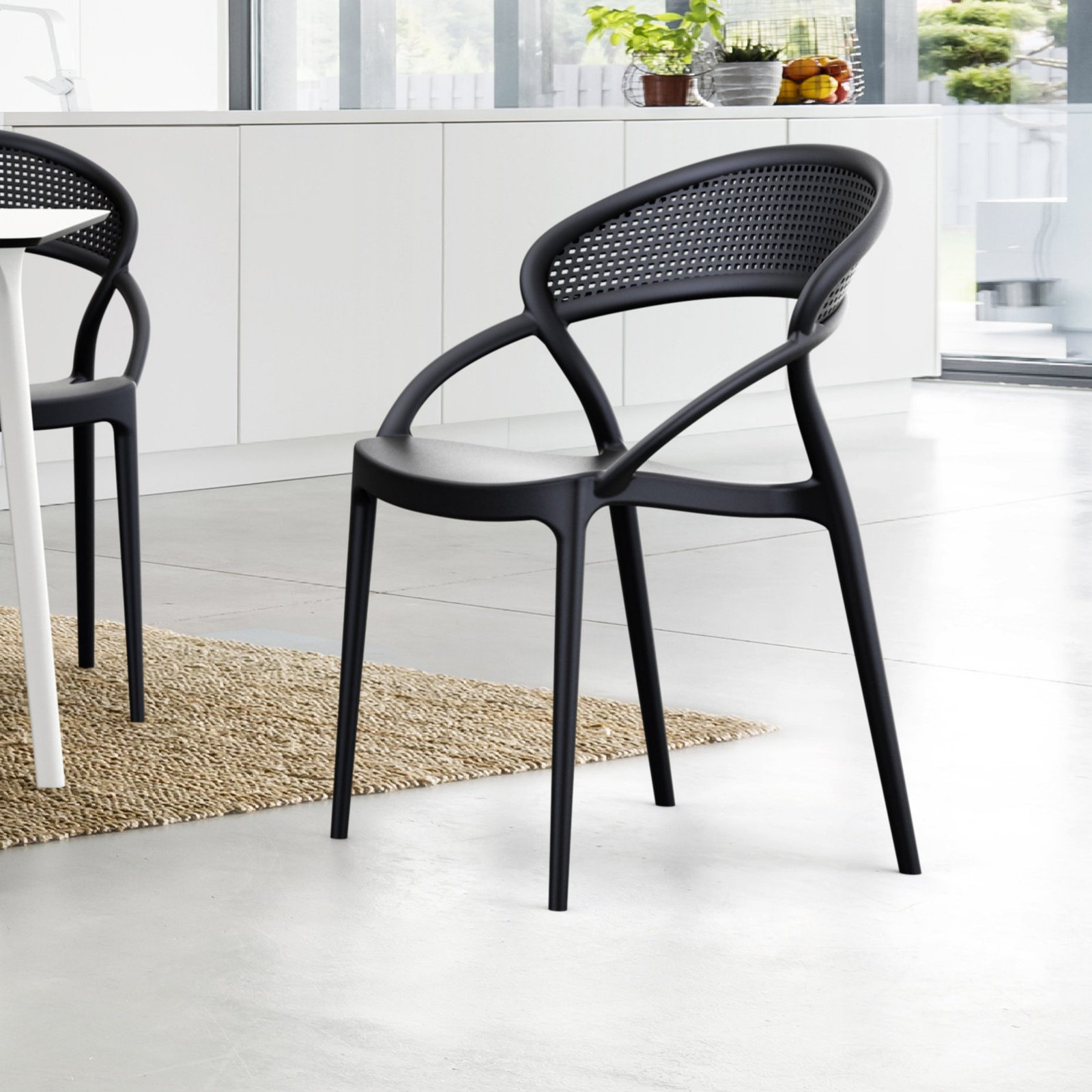 Farrah Stackable Patio Armchair, Black