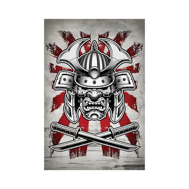 Samurai Mask by Cornel Vlad - Wrapped Canvas Painting, 101.6cm H x 66.04cm W x 1.905cm D