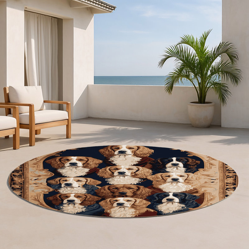Tapis d'intérieur et d'extérieur brun français, Rond 5 pi