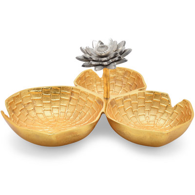 Bol décoratif en forme de lis avec fleur de lotus argentée - Lily