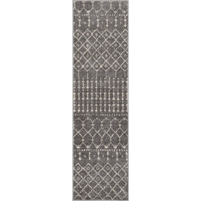 Gazaway Diamond Grey Moroccan Trellis Area Rug