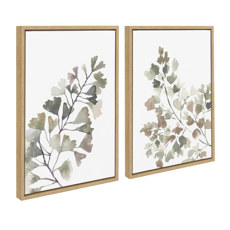 Sylvie Botanical Soft Splitfern and Botanical Soft Maiden Framed Canvas by Sara Berrenson 2 Piece