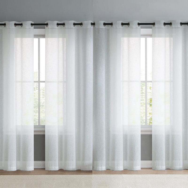 Hudayfah Sheer Curtain Panel Set, White