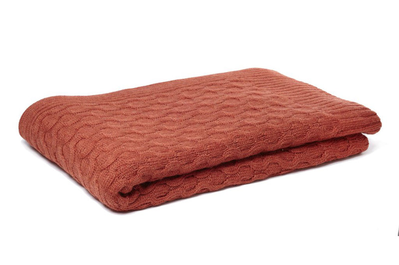 Theo Texture Alpaca Throw, Orange