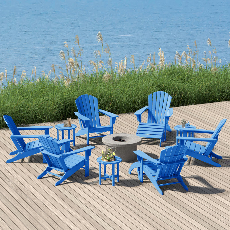 Altura Foldable Outdoor Adirondack Set, Blue
