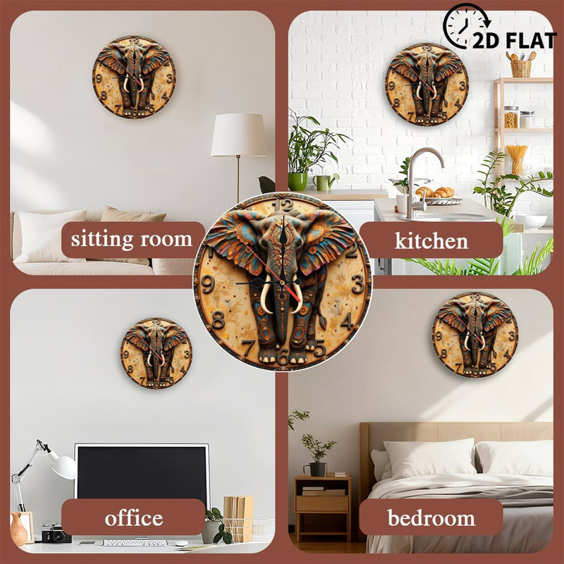 Horloge éléphant colorée