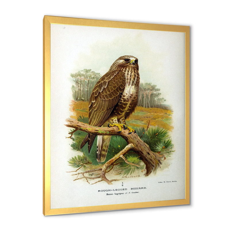 Vie d'oiseau rétro - peinture sur toile, H 32 po x l 24 po x P 1 po, Cadre doré
