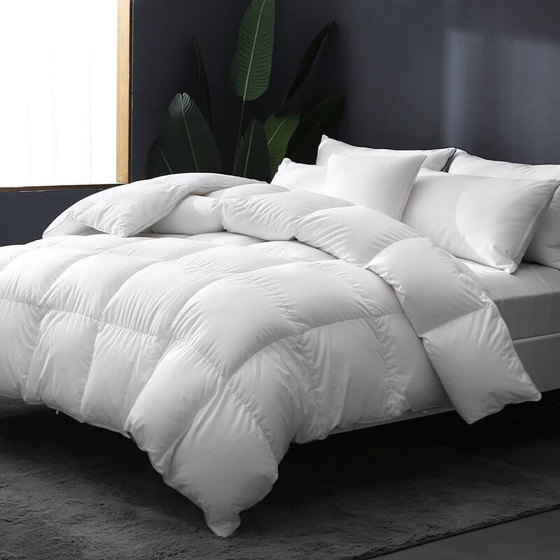 All Season 750in³/oz Fill Power Down & Feather Blend Comforter, Lightweight Duvet Insert, White ValenciaLuxe 