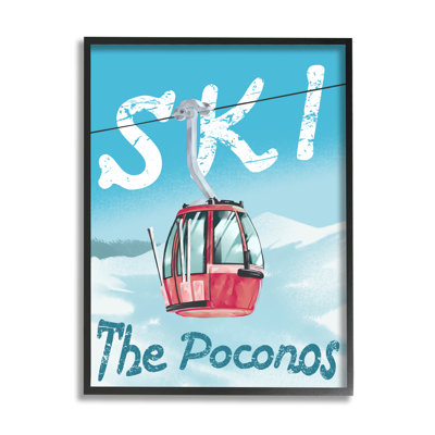 «The Poconos Red Ski Trolly Snowy Mountain Hill», art mural sur toile par Ziwei