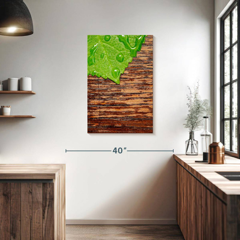 Dewy Hydrangea Leaf, 36" H x 24" W