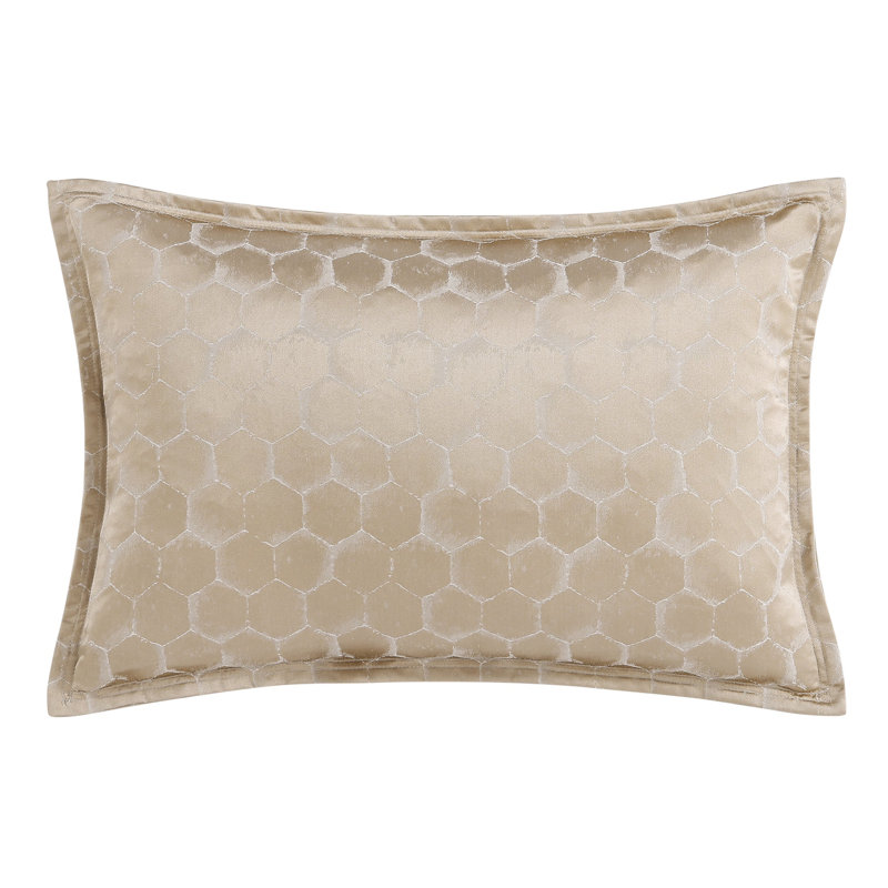 Coussin lombaire moderne en nid d'abeille métallique doré à motif de nid d'abeille 16 x 24 po