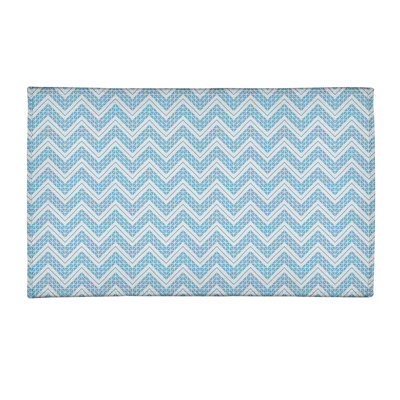 Tapis bleu/blanc à chevrons à main inversé