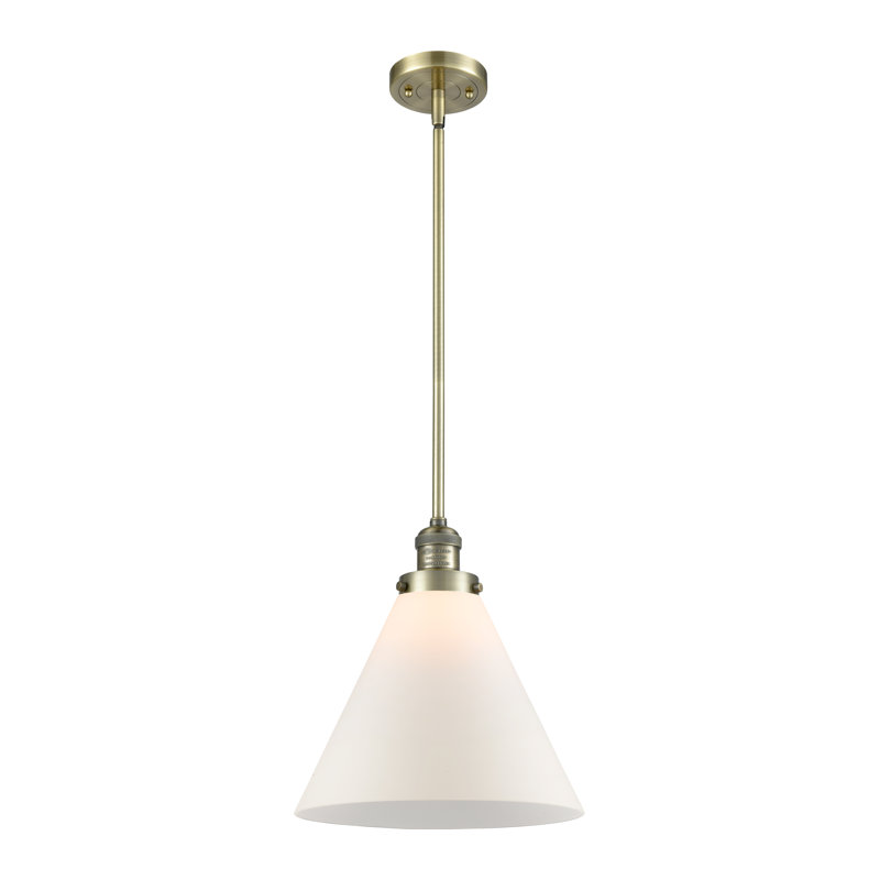 Hardman 1 - Light Single Pendant, Matte White Cased, Black Antique Brass, 16" H x 12" W x 12" D