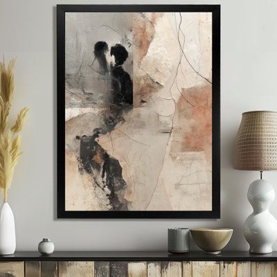 Black And Grey Brushstroke Abstract Painting - Abstract Collages Framed Canvas Print, Black Contemporary Wall Art