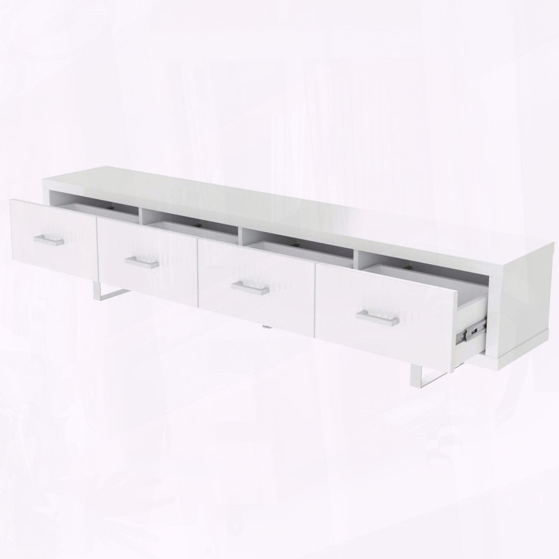 Meuble télé avec 4 tiroirs de rangement, Blanc