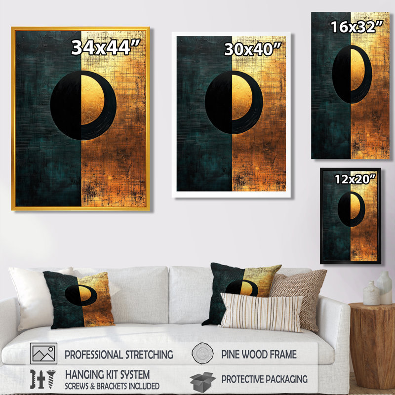 Mischari - Abstract Wall Art Living Room, Noir, H 20 po x l 12 po, Reproduction encadrée d'une seule photo