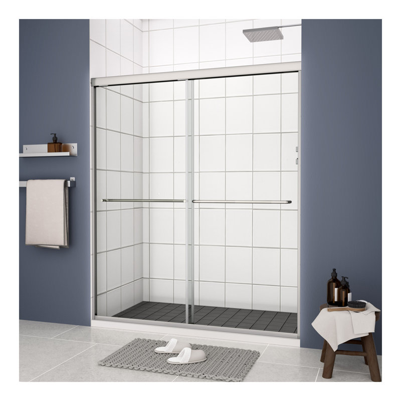 Bypass shower door, sliding door, with 1/4" tempered glass and 44-48"x70", Chrome