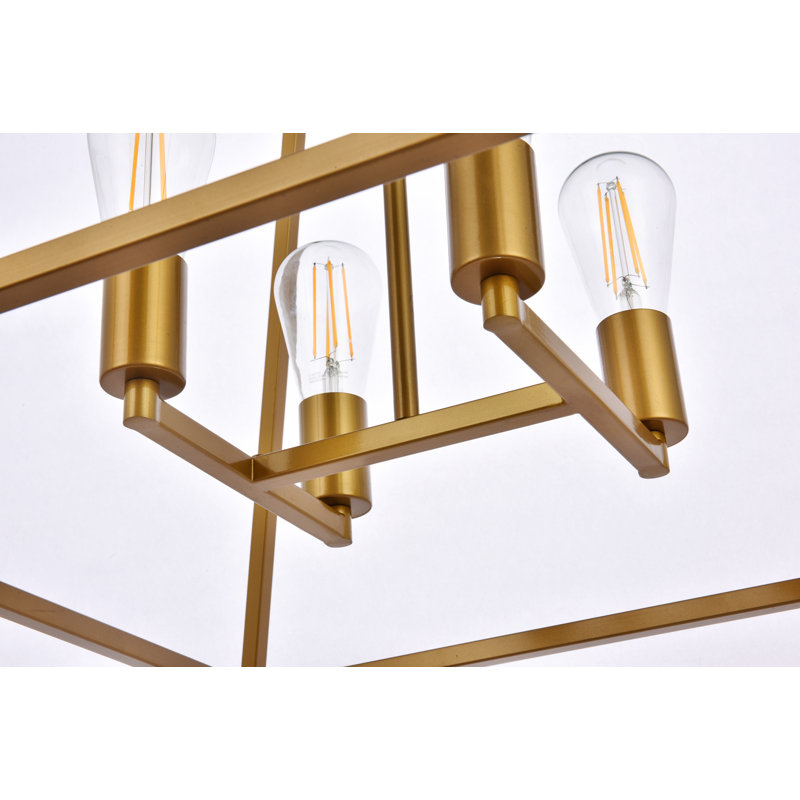 Lustre linéaire à 4 lumières Gloriajean, Laiton, H 15,7 po x l 20 po x P 20 po