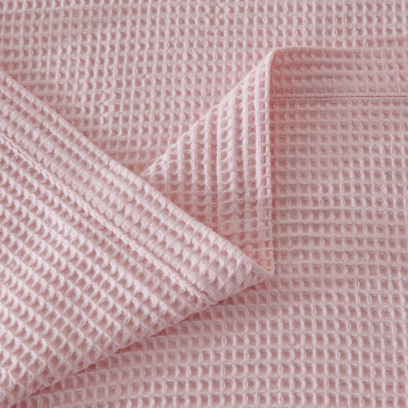 Couverture 100% coton gaufré Minali, Rosé, Simple