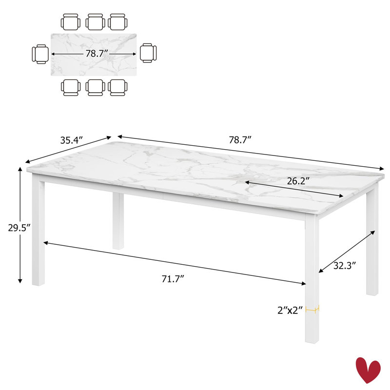 70.9/78 in Dining Table for 6-8, Farmhouse Wooden Kitchen Tables for Family, Rectangular Industrial Style Dining Room Table w/ Sturdy Metal Frame
