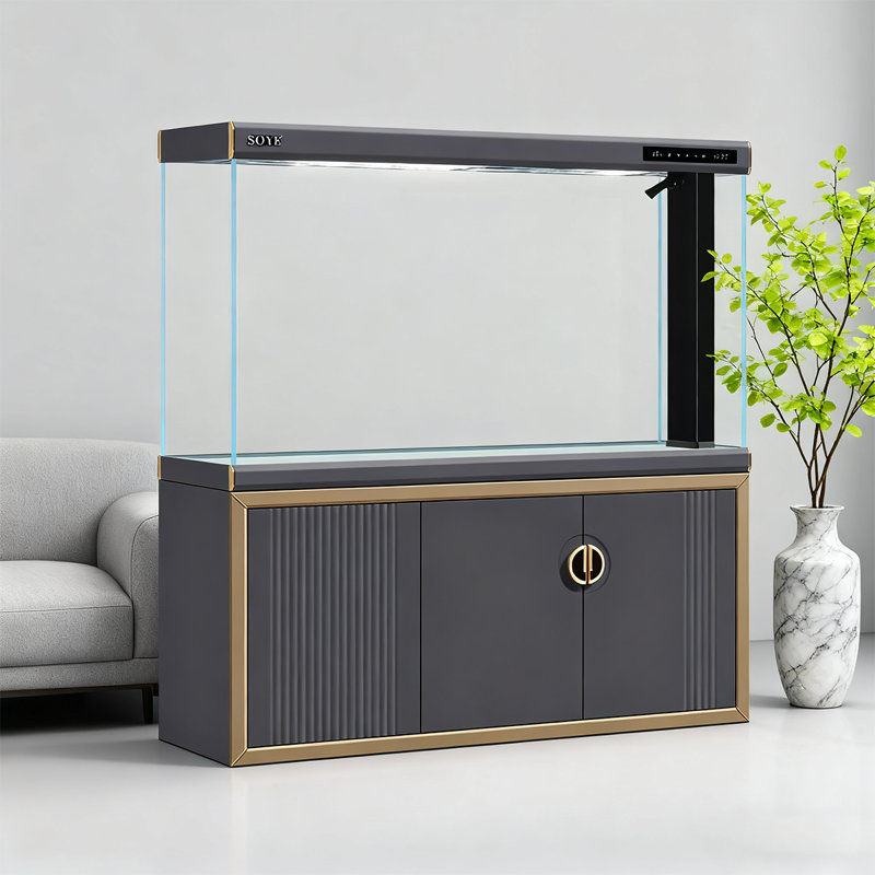 Extra-Large View Glass Aquarium Tank, Dark Grey
